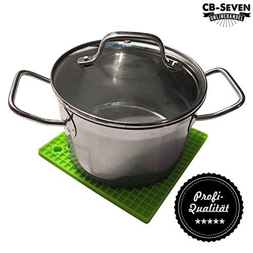 cb-seven’s 4-in-1 Profi Silikon Topfuntersetzer / Topflappen, Set (4 Stück), hohe Qualität, 4 Farben wählbar, multifunktional, langlebig, spülmaschinenfest, 8 mm stark - 4