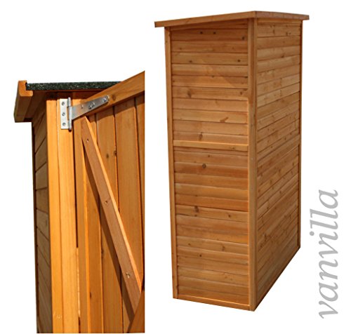 vanvilla Geräteschuppen Holz Flachdach Groß Naturfarben Gerätehaus Gartenschrank - 3