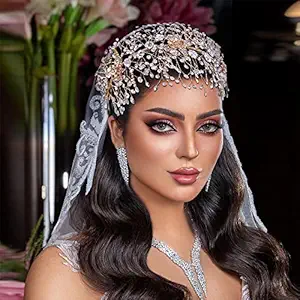ULAPAN Rhinestone Wedding Headbands Glass Tiara Crystal Headpiece Bridal Hair Accessories Sliver Headband Golden (Golden)