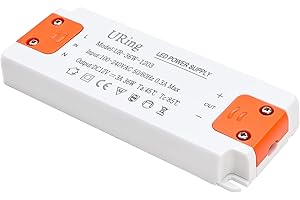 URing Transformateur LED Driver 1-36W Alimentation 230V à 12V, DC Sans Scintillement Ni Bruit, Basse Tension pour G4 MR16 GU5.3 Halogène