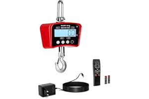 STEINBERG SYSTEMS Steinberg Crochet Peseur Balance à Grue Professionnelle Rouge SBS-KW-1000R (1 000 kg / 0,2 kg, kg/lb, aluminium moulé, batterie 6V/4Ah, écran LCD avec rétroéclairage)