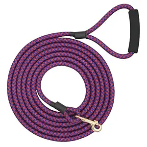 Shorven Nylon Strong Dog Rope Lead Leash Training Dog Lead with Soft Handle 6-20 FT Long Blue/Red (Dia:0.5