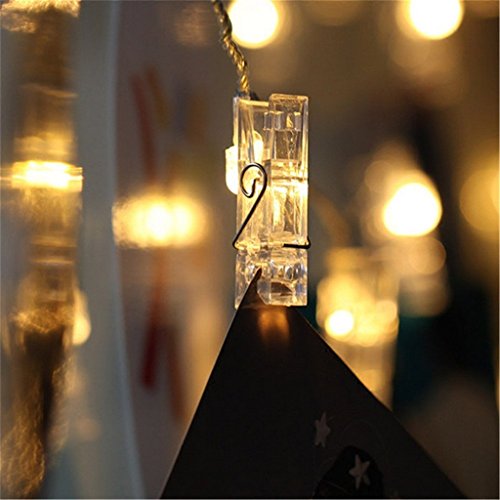 ERGEOB Foto Klammer Lichterkette DIY handgemachte Weihnachtsdekoration Geburtstag Hochzeitstag Licht warmweiß 40LED - 2