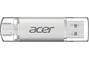 Acer Clé USB UT300 128 Go USB 3.2 Gen1, jusqu'à 150 Mo/s, avec Double Port Type-A & Type-C Flash Drive pour PC/Ordinateur Portable/MacBook/Smartphone