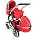 iSafe Tandem Pram me&you - Warm Red (Red) + All Raincovers