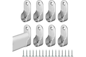 AZLANWAY Soporte para barra de ropa, 19 mm, ovalado, cinc fundido a presión con tornillos, 8 unidades, niquelado, soporte para barras de armario
