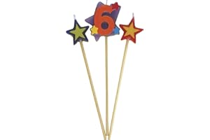 Unique Party 34046 - Number 6 Star Birthday Candles Set of 3