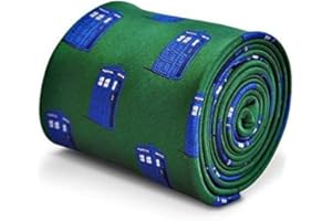 Frederick Thomas Green Men’s Tie with Doctor Who TARDIS Design, 147cm Length Necktie Ideal for Formal Events, Weddings and Office Outfits, Classic 8cm Width