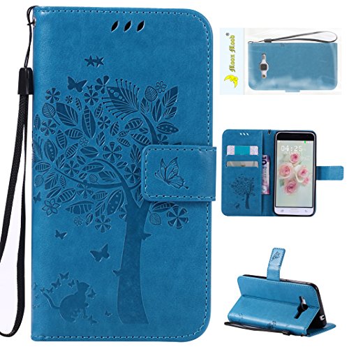Leder Tasche für Samsung Galaxy J7 2016 SM-J710 / Samsung Galaxy J5 2016 SM-J510 Flip Case / Samsung Galaxy J3 2015/2016 SM-J310F SM-J320F Schutzhülle, Moon mood® PU Leder Tasche für Samsung Galaxy J7 2016 / Samsung Galaxy J5 2016 / Samsung Galaxy J3 2015/2016 Schutzhülle Leder Wallet Portemonnaie Kasten-Slot Baummuster Geprägt Abdeckung Stand Buchformat Unterstützung Magnetverschluss Kartenhalter Weichen TPU Innen Case
