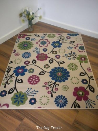 Funky Floral Cream Fower Rug 120cm x 160cm