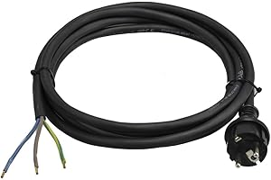F.H. ANA Przewód przyłączeniowy gumowy 3-biegunowy H05RR-F 3 x 1 mm² wtyczka z zestykiem ochronnym z przewodem, kabel gumowy 3G1,0, czarny, IP44 (rozmiar: 3,0 m)