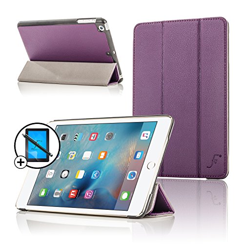 Forefront Cases® Neue Leder Hülle Tasche Case Cover für Apple iPad Mini 4 4th Gen (September 2015) - Rundum-Geräteschutz und intelligente Auto-Sleep-Wake-Funktion inkl. Eingabestift und Displayschutz