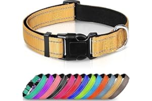 Joytale Collar Perro Reflectante,Nylon Collar Acolchado con Neopreno,Ajustable para Perros Extra Grande,45-70cm,Marrón