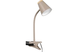 Reality Leuchten LED Klemmleuchte Pongo R25831143, Kunststoff Warm beige, Holznachbildung, inkl. 4.5 Watt LED, Flexarm