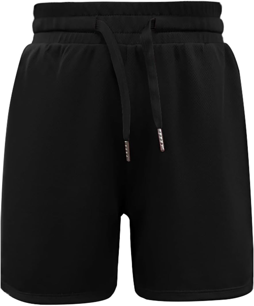 Haloumoning Pantalones cortos de verano para niño, pantalones cortos de deporte para niños, monocolor, secado rápido, ligeros, abertura lateral, pantalones de baloncesto con cintura elástica