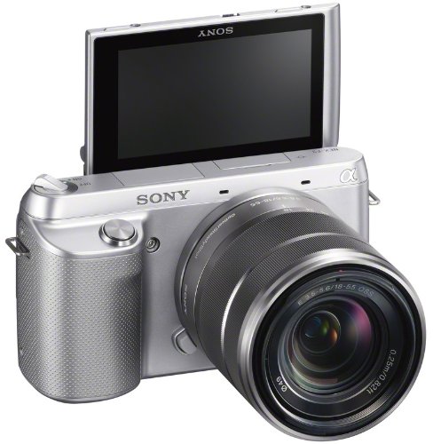 Sony NEXF3 16.1MP Interchangeable Lens Compact System Digital Camera with 18-55mm Lens - Silver