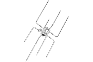 BUYGOO Fleischklammer für Drehspieß, Doppel-Fleischklammer, Klammer Drehspieß, Fleischnadeln für Grillspieß Edelstahl, für 12 mm Sechseckige, 8–10 mm Quadratische und 13 mm Runde Grillspieße