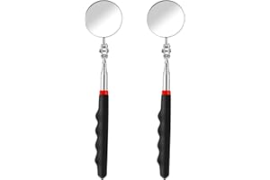 HARIENDNY 2 Pcs Telescoping Inspection Mirror Flexible 360 Rotation Telescoping Mirrors Round Mirror on a Stick 28.3 Inch Mechanic Automotive Tool with Long Handle for Technicians Mechanics Contractors Checking