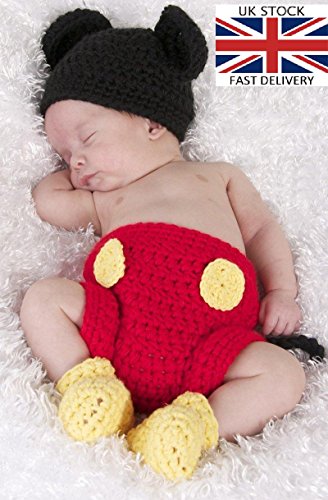 Mickey Mouse, Newborn Baby Girl/Boy Crochet Knit Costume Photo Photography Prop Hats Outfits