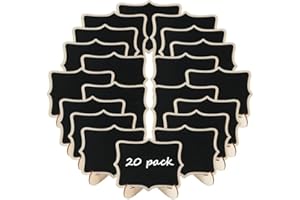 QIWENR Mini Pizarra,20 Piezas Pizarras Pequeñas de Tiza,Mini Pizarras de Madera con Caballete de Apoyo,Reutilizable Borrable Cartel Pizarra de Madera,Tablero de Tiza para Boda,Fiesta y Restaurante