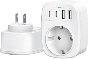 ANVODE Adapter Japan Deutschland Stecker, Japan Steckdosenadapter mit 2 USB C und 2 USB A, 5-in-1 Steckdose Reiseadapter Typ A Stromadapter für Japan, USA, Thailand, China, Kanada