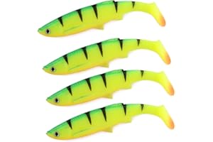 East Rain 3D Bleak Paddle Tail Swimbait en Plastique Souple pour Tout leurres de pêche, leurres pour la pêche au brochet, pour la pêche en Eau Douce en Eau salée (12cm/14.5g, 4pc/Pack)