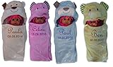 Baby Einschlagdecke mit Namen bestickt Babydecke 3d Kapuze Geschenk Taufe Geburt