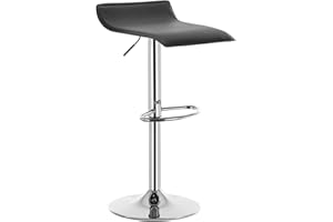 WOLTU Bar Stool Faux Leather Kitchen Stool Barstool Black Seat Adjust 62-84cm