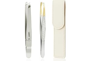 AUYAO Profesjonalny zestaw pęsety ze stali nierdzewnej, precyzyjna pęseta do wyrywania brwi, zestaw pęsety z torbą podróżną, szczypce płaskie, zestaw szczypiec do twarzy, rzęs, brwi, wrastających