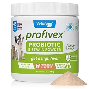 Profivex 4.25 oz Clinical Strength Probiotic Supplement for Dogs & Cats with 5 Strains & 5 Billion CFUs per Scoop, Two Prebiotics & Sweet Potato for added Fiber