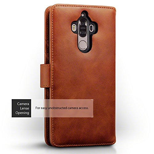 Huawei Mate 9 Funda Cartera de autentico cuero con compartimento para billetera - Co  ac