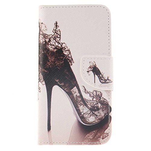 Samsung Galaxy S6 Hülle, BoxTii® Schutzhülle + Frei Hartglas Displayschutzfolie, PU Leder Hülle mit Kartenfächern Magnetverschluss und Ständer Funktion für Samsung Galaxy S6, Kratzfeste Weiche Lederhülle Flip Wallet Ledertasche Wickelfalz Handyhülle mit Silikon Rückschale Case Cover für Samsung Galaxy S6 (#2 High heels)