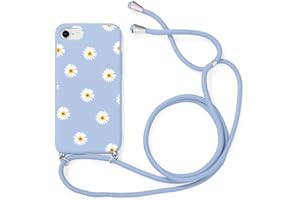 Yoedge Handykette Handyhülle für iPhone 6 / iPhone 6S Hülle mit Band 4,7", Blumen Muster Design Aesthetic Schutzhülle mit Kordel zum Umhängen TPU Silikon Stoßfest Handytasche Kette Cover,Gänseblümchen