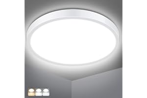 slochi Bathroom Light, 3000K/4000K/6500K 3 Color Temperature, Waterproof IP54, Small, Round, Modern, Flush Ceiling Light for 