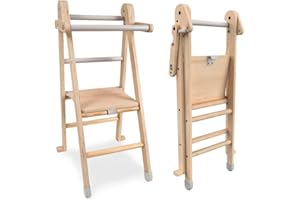 TP Toys Active-Tots Helper Tower Folding Step Stool for Toddlers and Kids, Foldable Standing Tower for Kitchen, Mothers' Helper Montessori Learning Step Ladder Durable and Safe Design, 50x47.3x93.5cm