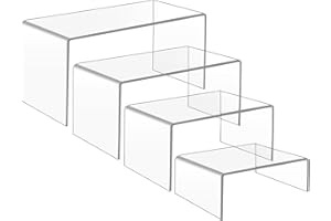 JABNOW 4Pezzi Espositore in Acrilico Trasparente Espositore in Acrilico a Forma di U, Supporto per Espositore Trasparente in 4 Misure Espositore per Gioielli Cupcakes, Cosmetici e Esposizione Artigianale