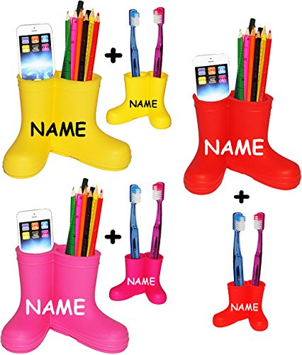 2 tlg. Set _ “ verschiedene Gummistiefel – freie FARBWAHL “ – Organizer – Utensilienbehälter / Stiftebecher – aus Silikon – für Kinder & Erwachsene / z.B. Fernbedienung – Stifte / Handyhalter – Schminkstiftehalter / Zahnbürstenhalter – zum Zähneputzen – Badezimmer Bad Kinderzahnbürste / Schuhe Stiefel – lustig bunte – Utensilo / Schreibtischbutler – Organizer – Schreibtischbox – Stifteköcher – Kosmetikorganizer – Stiftbecher / Stiftebox – Stiftehalter – Aufbewahrungsbox - 3