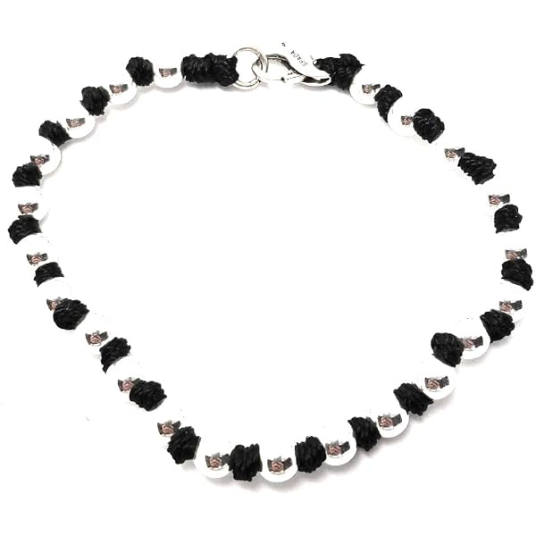 VLNET ® | Bracciale Spadarella Unisex | Argento 925 + Cotone Nautico Rosso | Sfere Diametro 4 mm | Fatto a Mano in Italia | Lunghezza 19 cm