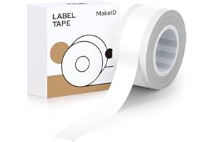 MakeID Ruban pour Étiqueteuse 9 mm x 4 m, Compatible pour MakeID Étiqueteuse L1/E1, Etiquettes Autocollantes Blanc L-09W