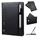 Produktbild Samsung Galaxy Tablet 10.1 Zoll 2016 Leder Hülle, elecfan Stand Folio Case Cover mit Pencil Halter für Samsung Tab A 10.1 Zoll SM-T580 SM-T585 (2016 Version) Tablet mit Auto aufwachen / Schlaf Funktion, Dokumentenkarte Tasche - Schwarz