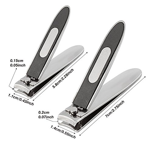 KEDSUM Nail Clippers Pack of 2-Stainless Steel Toenails Fingernails Cutter with Built-in Nail File for Men, Women, Baby