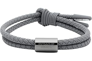 Power Ionics Braccialetti per l'equilibrio da uomo Braccialetti in silicone grigio Anello grigio pistola, 26 cm, adatto per polso di 12-23 cm