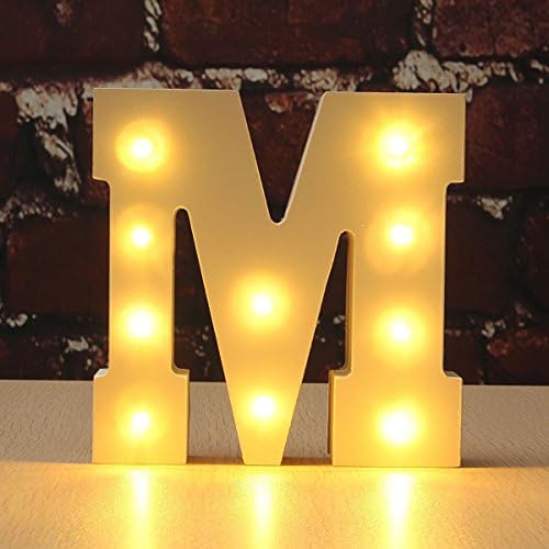LED Letter Light–Battery Operated LED Wooden Alphabet Letter Lights for Festival Decorative, Letter,Party,Wedding (M)