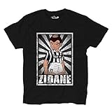 Algodón 100% KiarenzaFD Camiseta Fútbol Camiseta Vintage Zidane bianconeri Legend Parodia Holly e Benji, Black Opal