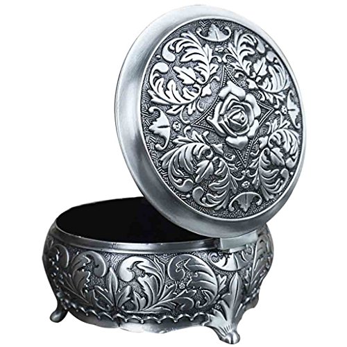 Unendlich U Elegant Rose Gravur Damen Metalllegierung Rund Schmuckschatulle Schmuckkasten Schmuckkoffer Schmuckkästchen Schmuckbox