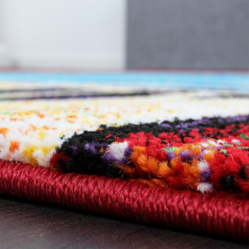 Teppich Modern Design Teppich Leinwand Optik Multicolour Grün Blau Rot Gelb, Grösse:120×170 cm - 3