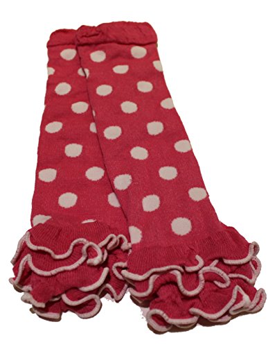 Baby Girls Toddlers Polka Dot Frilly Leg Warmers (Pink White)