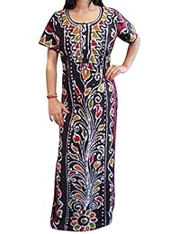 Indiatrendzs Women Maxi Nighty Cotton Printed Black Nightwear Chest : 44