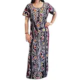 Indiatrendzs Women Maxi Batik Nighty Cotton Black Nightwear Chest : 44