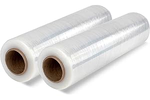 OFITURIA Film Transparente Para Embalar (2 UNIDADES) Rollo plastico transparente para embalaje industrial de 0,5 x 200m - Rollo Papel Film Estirable Manual y Elastico